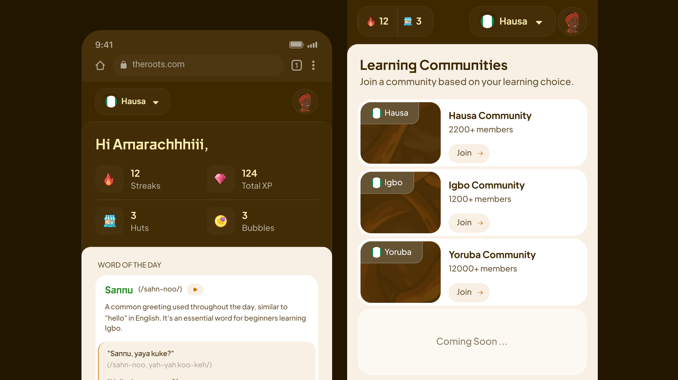 The Roots App Interface